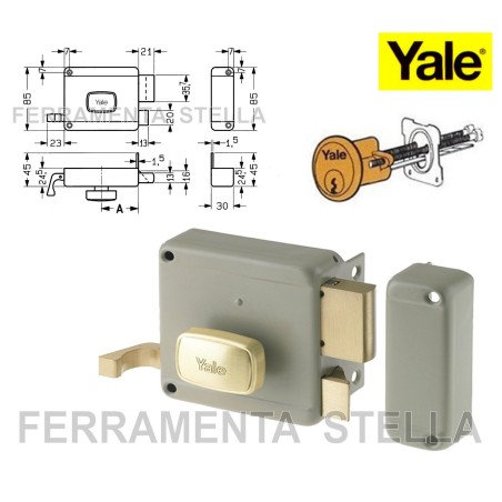 SERRATURA YALE FERROGLIETTO x PORTE LEGNO SOVRAPPOSTA DA APPLICARE CILINDRO INCLUSO