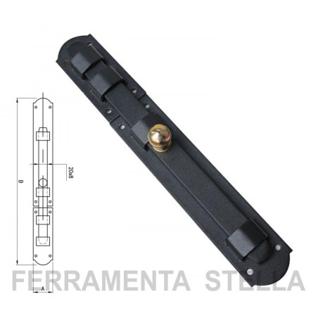 CATENACCIO RUSTICO TRASVERSALE CHIAVISTELLO PORTA PORTONE INFISSI FERRO NERO