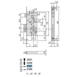 SERRATURA A DOPPIA MAPPA CISA 57291 SICUREZZA x LEGNO BLINDATA 2