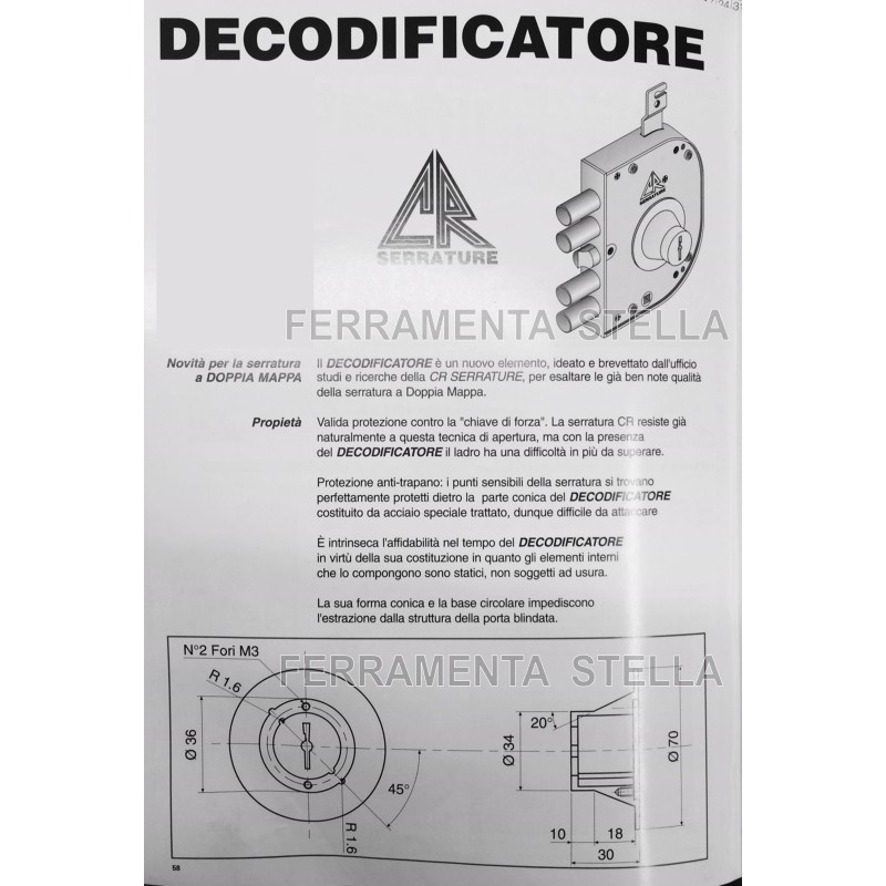 SERRATURA DI SICUREZZA CON CHIAVE A DOPPIA MAPPA