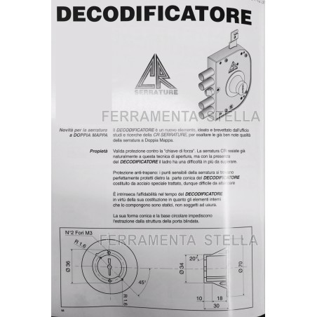 SERRATURA DI SICUREZZA CON CHIAVE A DOPPIA MAPPA