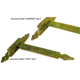 BANDELLA TIPO LANCIA CON CARDINE SU PIASTRA IN FERRO BATTUTO MODELLO A FILO SPINA 12