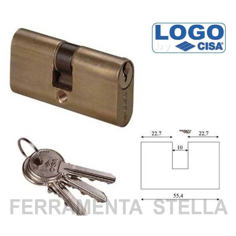 CILINDRO CISA DA INFILARE OVALE 55MM PORTA SERRATURA PORTE 3 CHIAVI CHIAVE