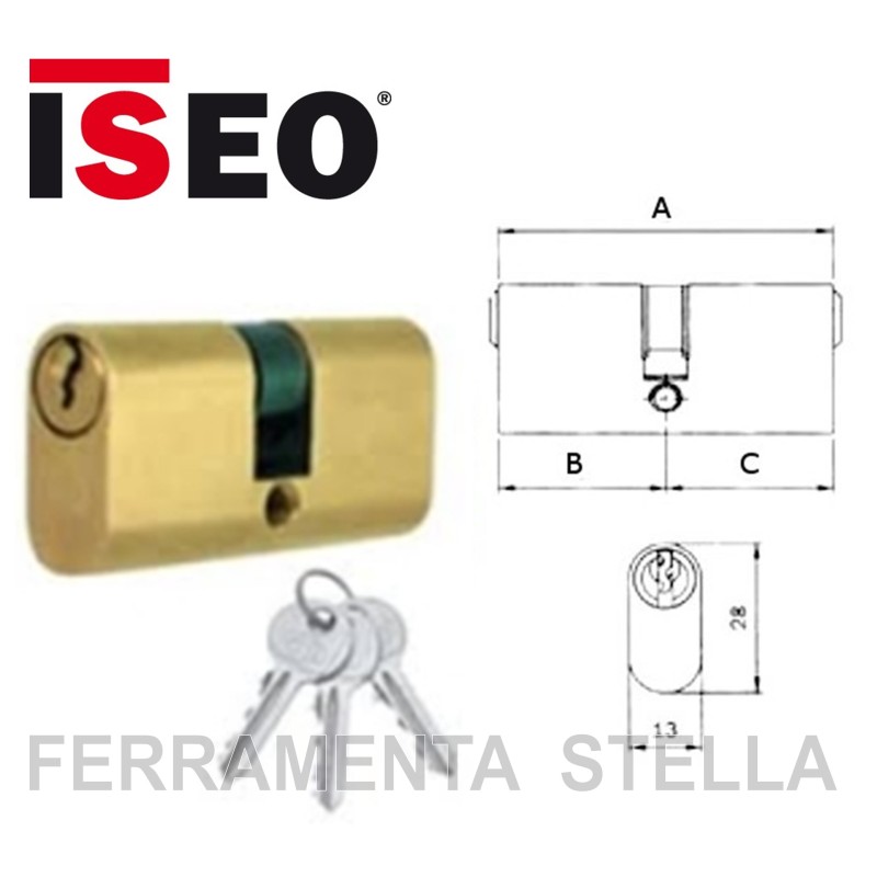 CILINDRO OVALE DA INFILARE ISEO OTTONE RICAMBIO PER SERRATURA x PORTE
