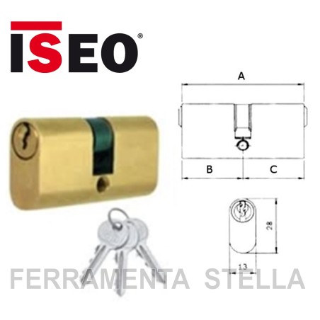 CILINDRO OVALE DA INFILARE ISEO OTTONE RICAMBIO PER SERRATURA x PORTE