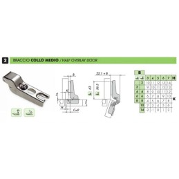 CERNIERA CERNIERE TIPO SALICE COLLO MEDIO PER ANTE PENSILI MOBILI CON BASE