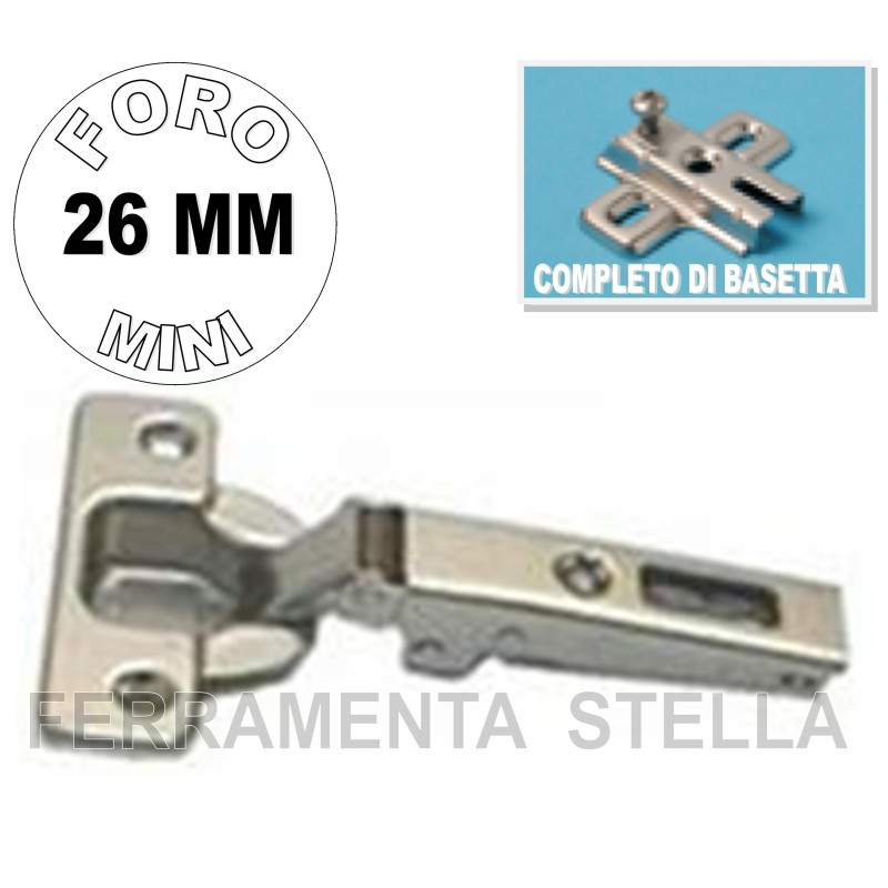 CERNIERA DA INCASSO COLLO PIANO 26 MM TIPO SALICE