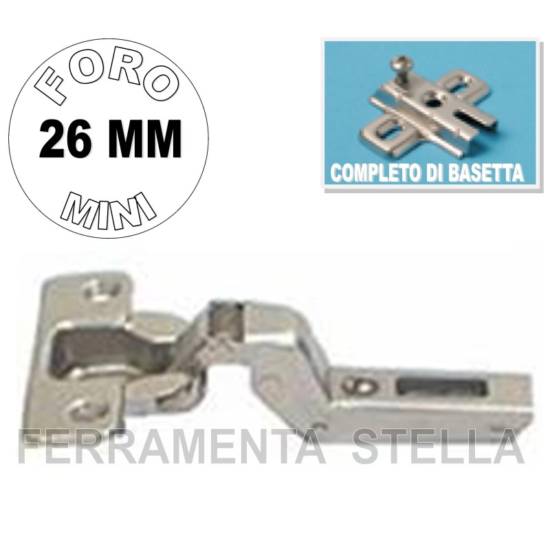 CERNIERA DA INCASSO COLLO ALTO 26 MM TIPO SALICE