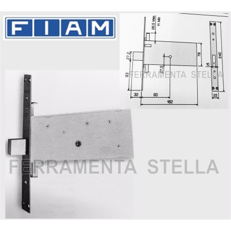 SERRATURA A INFILARE CHIAVE A SPILLO ART. 933 FIAM PER SERRAMENTI IN ALLUMINIO PER FASCIE