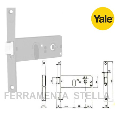 SERRATURA YALE A INFILARE PER PROFILI DI ALLUMINIO PER FASCIA SENZA CILINDRO