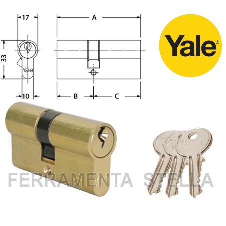 CILINDRO SAGOMATO YALE OTTONE PER SERRATURA A INFILARE
