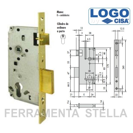 SERRATURA INFILARE INCASTRO CISA LOGO 5C611 x LEGNO PORTONCINO INGRESSO PORTA