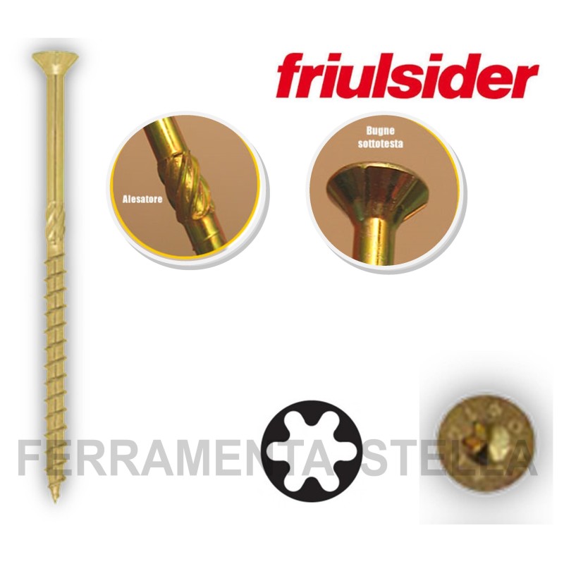 VITI VITE TRUCIOLARE PER LEGNO TESTA PIANA TORX PORTANTE PER LEGNO x TRAVI LAMELLARI