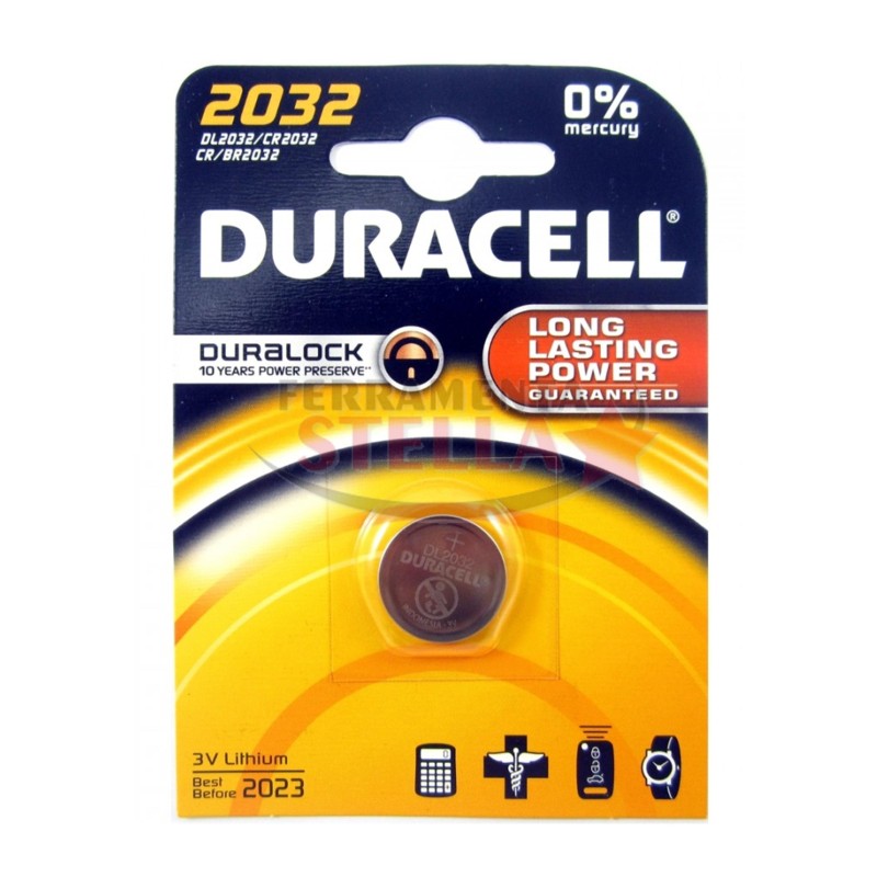 PILE BATTERIE A BOTTONE AL LITHIO LITIO SERIE 2032 DURALOCK 3 V BLISTER 1 PEZZO