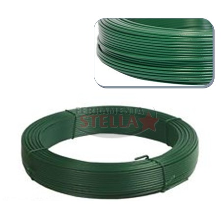 FILO FERRO PLASTIFICATO VERDE LEGATURA RETE RECINZIONI GIARDINAGGIO D.1,7 100 MT