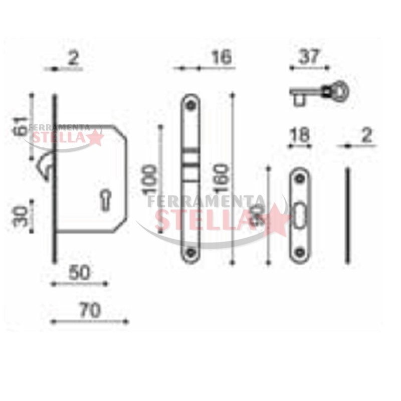KIT PORTE SCORREVOLI SCRIGNO MARIVA CON SERRATURA FORO CHIAVE CROMO SATINATO