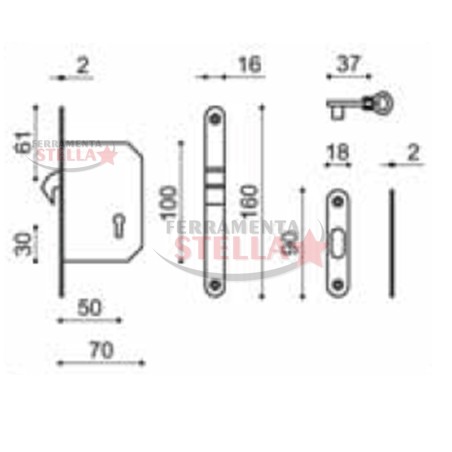 KIT PORTE SCORREVOLI SCRIGNO MARIVA CON SERRATURA FORO CHIAVE CROMO SATINATO
