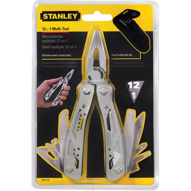 PINZA MULTIUSO + FUNZIONI STANLEY INOX CON FODERO 12 funzioni