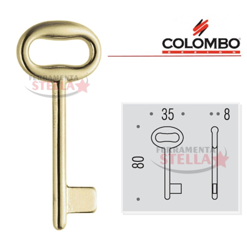CHIAVE VERGINE DUPLICABILE NEUTRA PORTA PORTE INTERNE MANIGLIA COLOMBO ORO OTTON