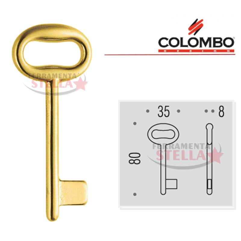 CHIAVE VERGINE DUPLICABILE NEUTRA PORTA PORTE INTERNE MANIGLIA COLOMBO ORO OTTON