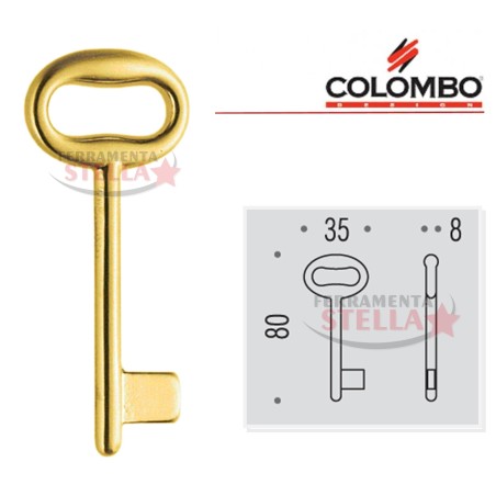 CHIAVE VERGINE DUPLICABILE NEUTRA PORTA PORTE INTERNE MANIGLIA COLOMBO ORO OTTON