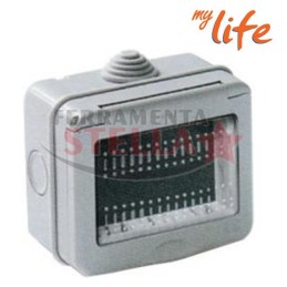 SCATOLA CONTENITORE STAGNO IP65 CON PORTELLO 3 POSTI X FRUTTO LIFE e BTICINO LIVING 4611 GRIGIO CHIARO