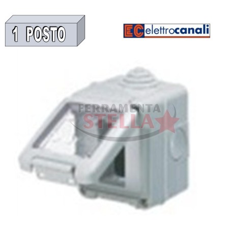 SCATOLA CONTENITORE STAGNO IP65 CON PORTELLO 3 POSTI X FRUTTO LIFE e BTICINO LIVING 4611 GRIGIO CHIARO