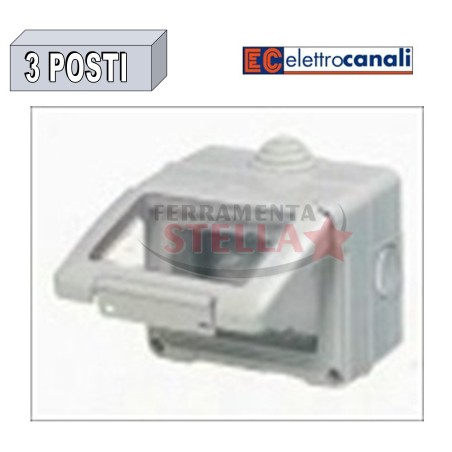 SCATOLA CONTENITORE STAGNO IP55 CON PORTELLO 2 POSTI X FRUTTO GEWIS E MAGIC BTICINO GRIGIO CHIARO