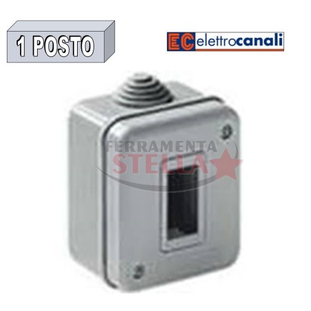 SCATOLA CONTENITORE STAGNO IP55 CON PORTELLO 1 POSTI X FRUTTO GEWIS E MAGIC BTICINO GRIGIO CHIARO