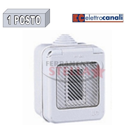 SCATOLA CONTENITORE STAGNO IP55 CON PORTELLO 1 POSTI X FRUTTO GEWIS E MAGIC BTICINO GRIGIO CHIARO