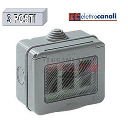 SCATOLA CONTENITORE STAGNO IP55 CON PORTELLO 2 POSTI X FRUTTO GEWIS E MAGIC BTICINO GRIGIO CHIARO 2