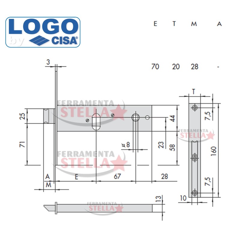 SERRATURA LOGO 44051 A INFILARE A FASCIA x ALLUMINIO ANTA 