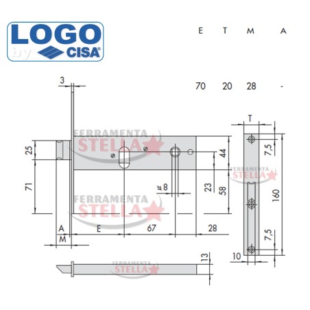 SERRATURA LOGO 44051 A INFILARE A FASCIA x ALLUMINIO ANTA 