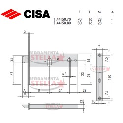 SERRATURA CISA 44150 A INFILARE A FASCIA x ALLUMINIO ANTA  2