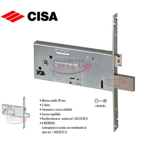 SERRATURA INFILARE CHIAVE DOPPIA MAPPA 4 MANDATE SCROCCO CISA MODELLO 57353.90