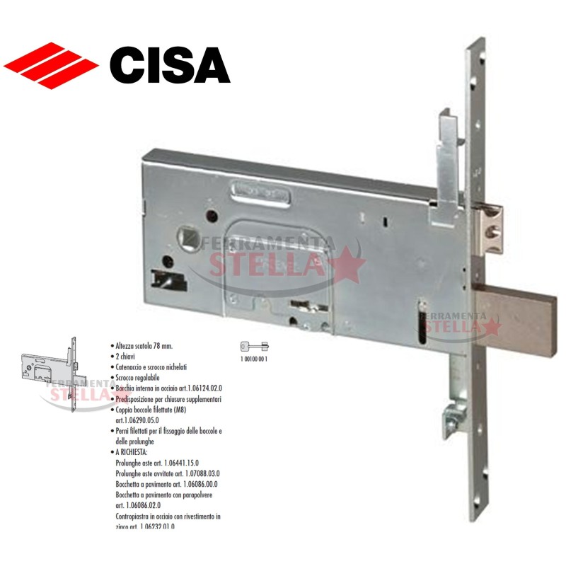 SERRATURA CISA MODELLO 57358 TRIPLA DA 90 CHIAVE DOPPIA MAPPA 4 MANDATE SCROCCO