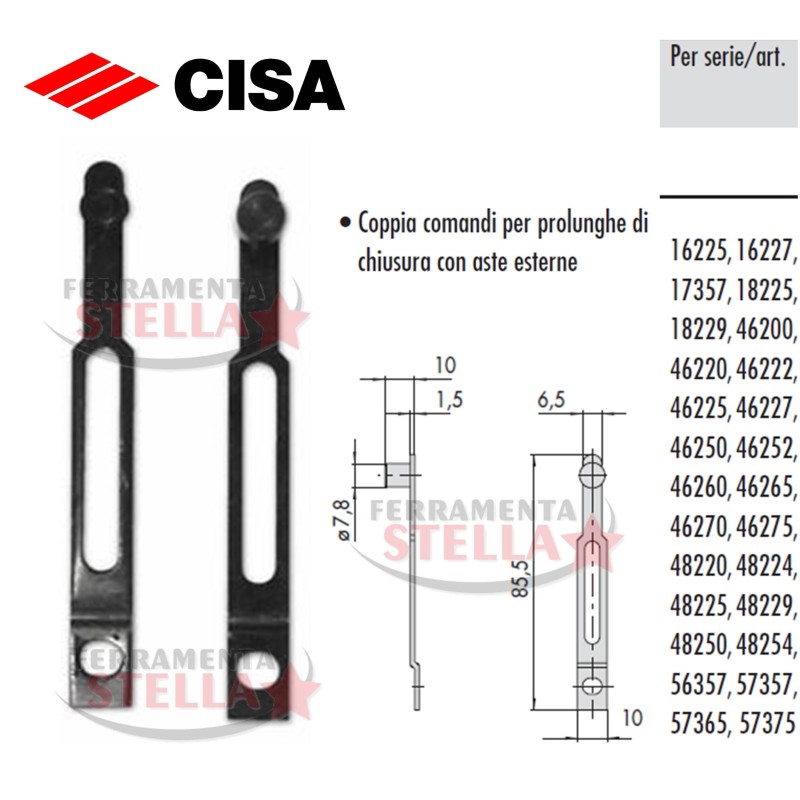 COPPIA COMANDO PER ASTE ESTERNE 0644200 PER VARI MODELLI DI SERRATURE CISA