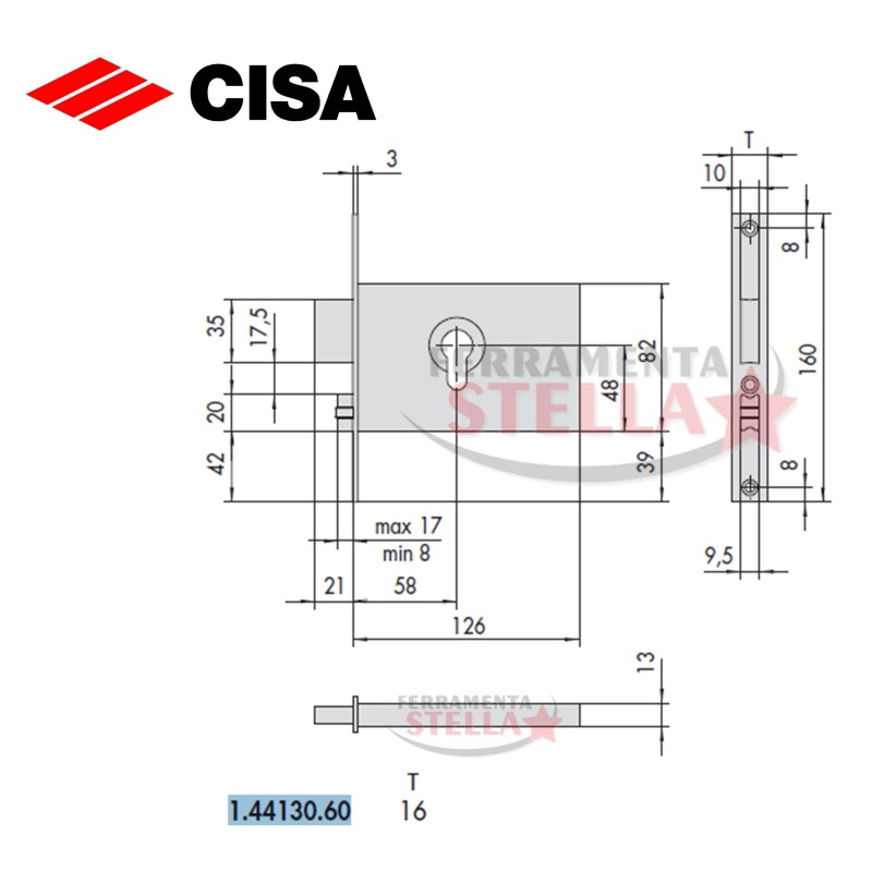 SERRATURA CISA 44151 A INFILARE A FASCIA x ALLUMINIO ANTA 
