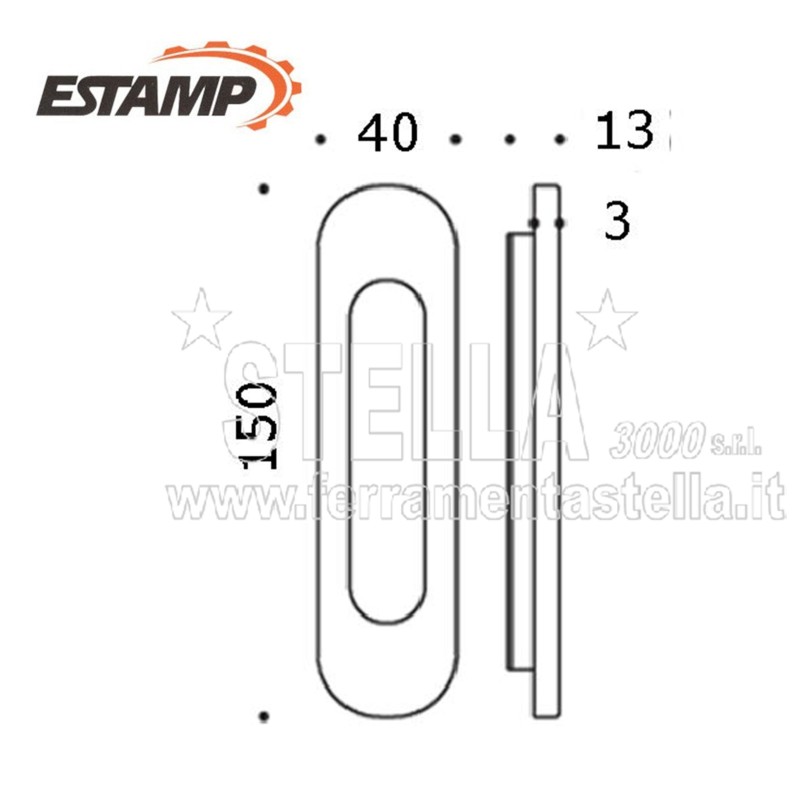 MANIGLIETTA MANIGLIA INCASSO SCORREVOLI NERA OVALE ANTA SCORREVOLE PORTA PORTE 150 x 40 mm