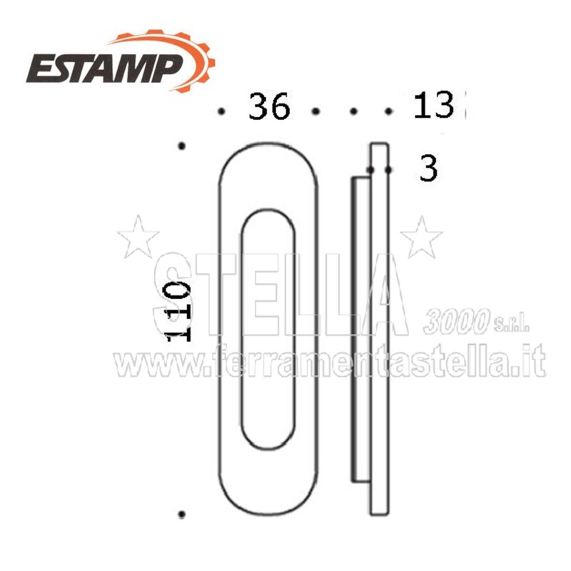 MANIGLIETTA MANIGLIA INCASSO SCORREVOLI ORO OVALE ANTA SCORREVOLE PORTA 110 x 36 mm