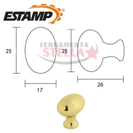 POMOLO POMOLINO ORO LUCIDO OVALE POMELLINO POMELLO POMETTO ANTA CASSETTO 25X17MM