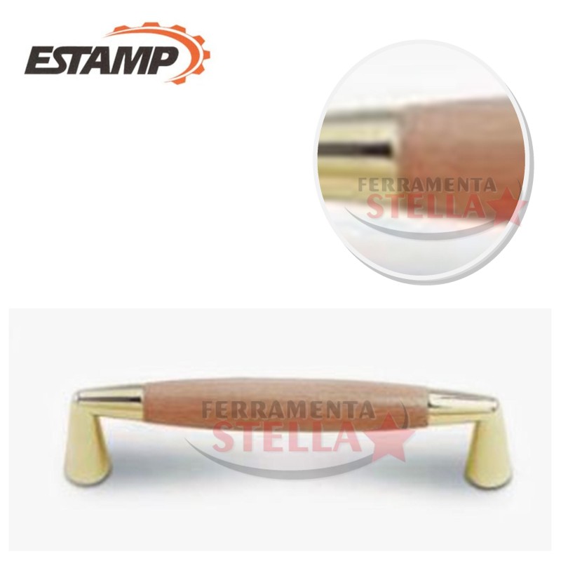 MANIGLIA MANIGLIETTA LEGNO ROVERE E ORO MANIGLIE MOBILE ANTA CASSETTO METALLO 107 mm