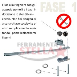 COPPIA ASTE FISSE STENDIBIANCHERIA DA BALCONE BRACCI SUPPORTO RINGHIERA STENDINO