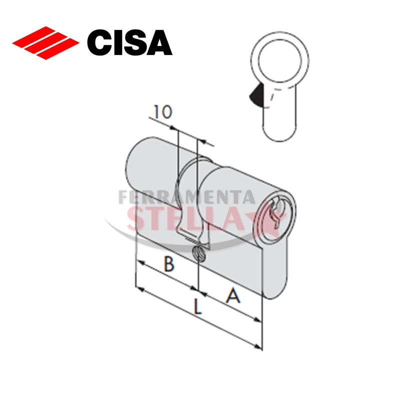 CILINDRO A INFILARE CISA ART. 0871005 PROFILO EUROPEO 53MM PORTA SERRATURA PORTE