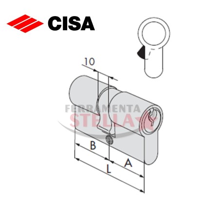 CILINDRO A INFILARE CISA ART. 0871005 PROFILO EUROPEO 53MM PORTA SERRATURA PORTE