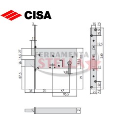 SERRATURA CISA MODELLO 57313 CHIAVE DOPPIA MAPPA 4 MANDATE SCROCCO 2