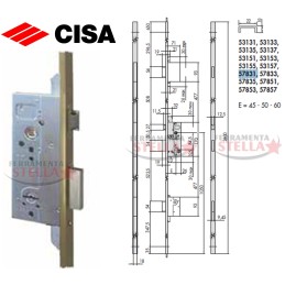 SERRATURA A DOPPIA MAPPA CISA 57830 SICUREZZA x LEGNO ASTA IN OTTONE
