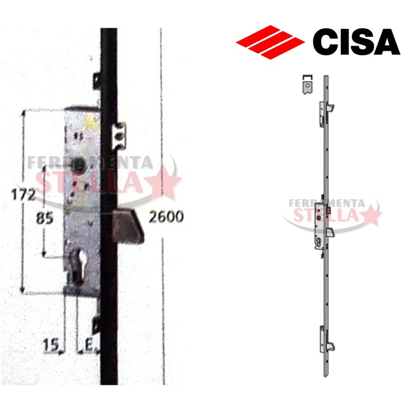 SERRATURA CISA 46425 MULTIPUNTO per PORTONE PORTA FERRO ALLUMINIO SCUDO ANTA ESTERNA