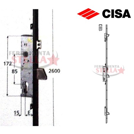 SERRATURA CISA 46425 MULTIPUNTO per PORTONE PORTA FERRO ALLUMINIO SCUDO ANTA ESTERNA
