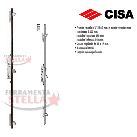 SERRATURA CISA 46425 MULTIPUNTO per PORTONE PORTA FERRO ALLUMINIO SCUDO ANTA ESTERNA